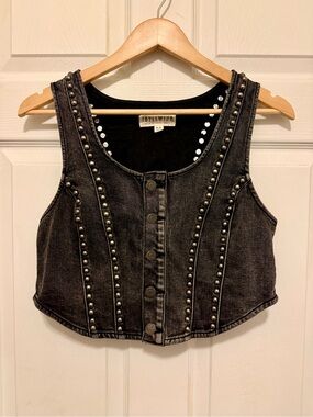 Idyllwind Studded Denim Crop Vest